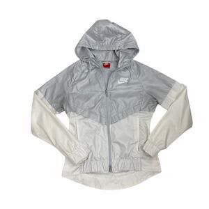 Nike Windbreaker Jacket Blue White Full Zip Hooded Jacket Size Women's XS